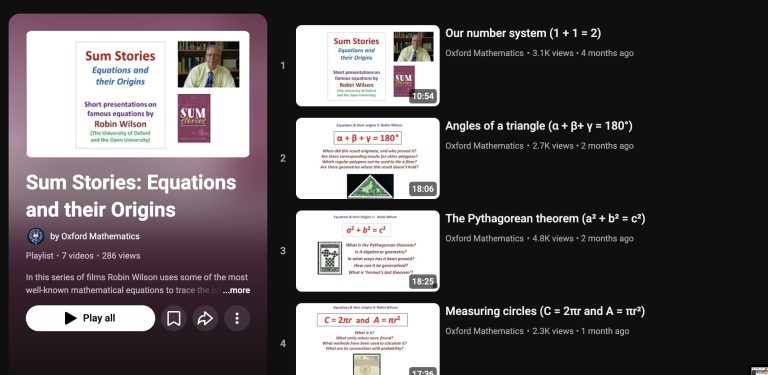 Screenshot of the Oxford University Playlist of the Sum Series