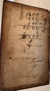A page of Robert Goodacre's 1805 “An abridgment of Goodacre’s Arithmetic intended for the use of young ladies and others, whose avocations will not allow them to spend much time in the study of this science” showing Richard Synyer's signature.